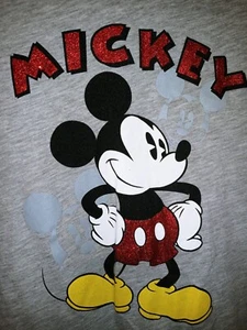 Mickey Mouse Long Sleeved Grey Graphic TShirt Juniors Large Good Condition Nice - Picture 1 of 4
