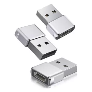 3x USB-A auf USB-C Adapter Ladeadapter Datenübertragung Stecker Konverter Silber - Bild 1 von 7