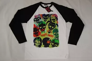 SUICIDE SQUAD POSTER SKULLS BASEBALL JERSEY T SHIRT NEW OFFICIAL DC COMICS RARE - Picture 1 of 6