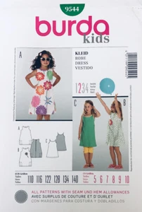 Easy BURDA Kids Sewing Pattern 9544 | Girls Dress in 2 Styles Sizes 5 - 10 | NEW - Picture 1 of 2