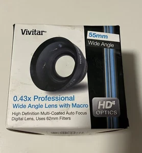 Vivitar Wide Angle Lens 0.43x Professional Lens W/Macro Carrying Case Cap New(19 - Picture 1 of 3