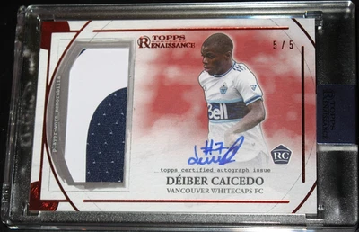 2022 Topps Renaissance MLS Deiber Caicedo RUBY # 5/5 Autographed Relics RC Auto - Image 1 of 3