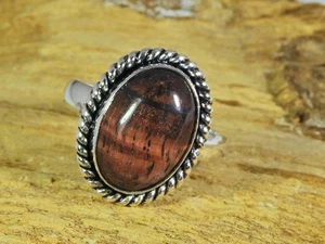 Natural Blue Tiger Eye 925 Solid Sterling Silver Ring Size US-6 o479 - Picture 1 of 10