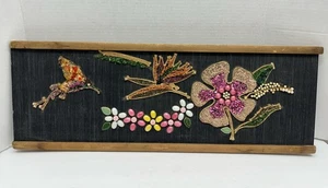 Vintage Flowers Birds GRAVEL ART Wall Hangings Gems Pebble Mosaic READ - Picture 1 of 9