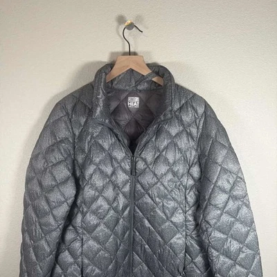 32 Degrees Heat Women's Gray Puffer Jacket Full Zip Lightweight XL - Image 1 of 4