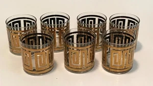 Juego de 7 vasos antiguos vintage Culver Mid Century modernos MCM llave griega - - Imagen 1 de 3