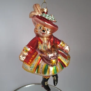 Puss In Boots Christmas Ornament Rare Vintage Blown Glass Hand Painted 5.5" - Picture 1 of 13