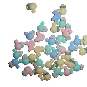 20 piezas Cabeza de ratón colores pastel con arco arte en uñas 12 mm resina cabujón plano - Imagen 1 de 2