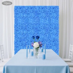 12 PIEZAS Paneles de Pared Hortensia Artificial, Azul Oscuro, Flores de Seda Hechas a Mano 24x16 pulgadas - Imagen 1 de 24