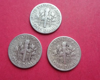 1948, 1948-D & 1948-S  U.S. SILVER LOT OF 3  ROOSEVELT DIMES - Image 1 of 2