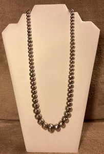 Vtg Stamped Sterling Silver Navajo Graduated Pearls Beads Necklace 25” LONG **** - Picture 1 of 11