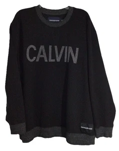Calvin Spellout Sweatshirt Men CK Jeans 2XL Black Gray Logo Crew Neck Designer - Picture 1 of 23