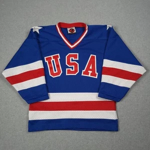 Vintage USA Hockey Jersey Boys Medium 1980 Olympic Team Miracle on Ice Stitched - Picture 1 of 10