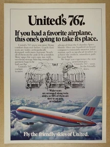 1982 United Airlines Boeing 767 photo vintage print Ad - Picture 1 of 1