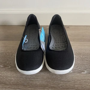 Crocs Reviva bequeme schwarze Damen-Slipper Ballerinas Größe 7 neu mit Etikett - Bild 1 von 8