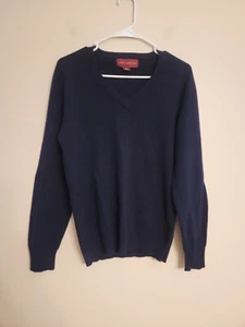 John Ashford Sweater Adult Medium Blue V-Neck Pullover 100% Lambs Wool Casual - Picture 1 of 6