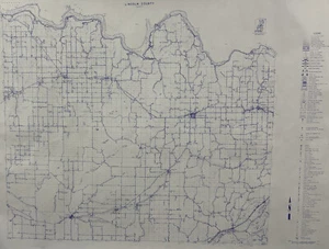 LARGE 1985 Lincoln County Washington State Map Lakes Rivers Roads Trails Forest - Picture 1 of 8