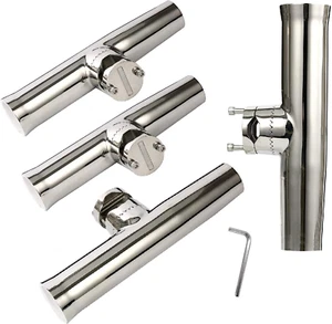 4Pcs Boat Fishing Rod Holder Stainless Tournament Style Clamp on Fishing Rod Hol - Picture 1 of 8