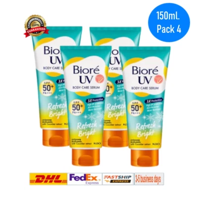 Suero de cuidado corporal anticontaminación UV Biore Refresh Bright SPF50+ PA+++ 150 ml 4 piezas Foto 1 de 4