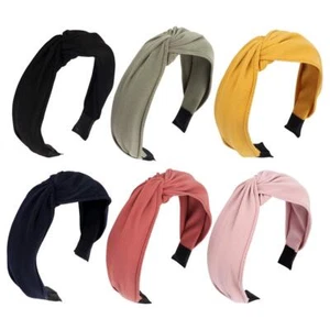 6 Packs Women's Knot Headbands Wide Plain Hair Turbans Knotted Solid Color Ha... - Picture 1 of 7
