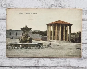 AK Roma Tempio Vesta Architektur Brunnen Ansichtskarte Postkarte Vintage alt - Picture 1 of 2