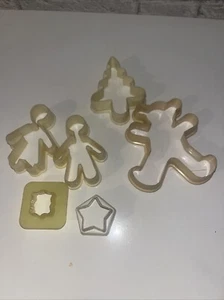 Vintage Cookie Cutter Moulds Teddy Christmas Tree Gingerbread Man And Woman - Picture 1 of 7