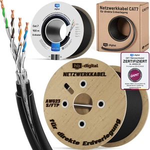 Cat 7 Erdkabel Outdoor Verlegekabel Innen-Außen Kabel Netzwerk LAN Datenkabel UV - Bild 1 von 88