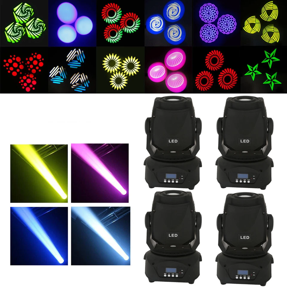 4PCS 90W Moving Head Light Beam LED Gobo DMX DJ Stage Light Disco Party Lights - Image 1 of 4