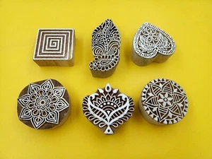 Handgebogener Holzdruckblock Indische Textilien Stoffdruck Stempeln Mehndi - Bild 1 von 2