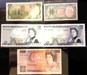 States of Jersey Lb, 2-Bank of England 5 Lb, & 1- 10 Lb, Egypt 10 Piastres - Picture 1 of 7