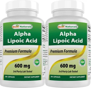 Best Naturals Alpha Lipoic Acid (ALA) 600 Mg 240 Count (Pack of 2) - Picture 1 of 12