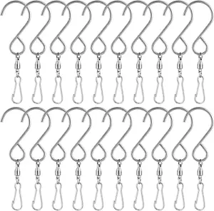 20 Pack Swivel Hooks Clips Wind Spinner S Hook Clips Hanging Wind Chimes Crystal - Picture 1 of 12