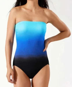NUEVO TOMMY BAHAMA 'Island Cays' Ombre Bandeau Traje de Baño 1 Pieza Talla 4 Nuevo con Etiquetas Azul - Imagen 1 de 7