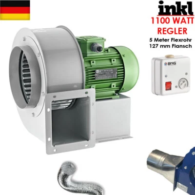 BNG Radialgebläse 2600m3/h 230V FLANSCH + FLEXROHR + REGLER Luftabsaugung Ventilator