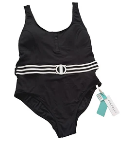 ***new*** women’s size 16 seafolly one piece belted black/white bathers - Picture 1 of 22