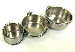 Stainless Steel Feeder Bowls with Clamp Holder Bird Parrot Rabbit Small Animal