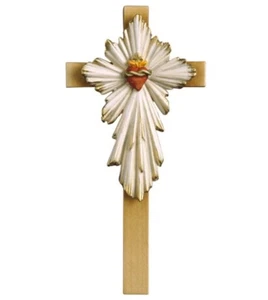 Kruzifix Der Heiliges Herz Von Jesus Geschnitzte IN Holz Der IN Gröden CM 17x8 - Bild 1 von 1