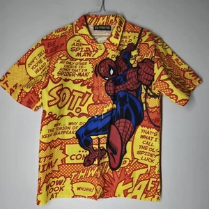 Vintage 90s Spider-Man All Over Kids Button Shirt Cartoon TV Movie Marvel Sz 18 - Picture 1 of 7
