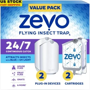Indoor Fly Trap 2 Devices 2 Refills Adhesive Capture Gnats Fruit Flies Odorless - Picture 1 of 9