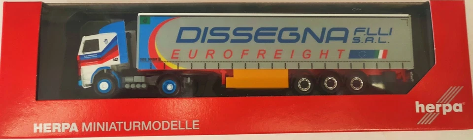 HERPA 316729 Scala HO Scania 142 con rimorchio  "Dissegna" I- Rossano Veneto- IT - Immagine 1 di 1