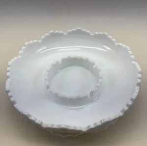 Fenton Milk Glass Hobnail Chip & Dip, Ashtray or Candle Bowl 1960s - Picture 1 of 4