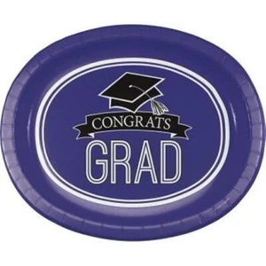 School Spirit 12 Inch Oval Paper Plates Purple 8 Pack Grad Party Tableware - Picture 1 of 1