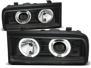 headlights for VW CORRADO 1988 1989 1990 1991 1992-1995 angel eyes black LHD - Picture 1 of 1