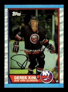 DEREK KING SIGNED 1989-90 TOPPS #6 NEW YORK ISLANDERS ON-CARD AUTO