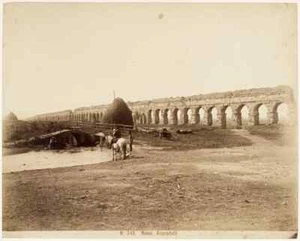 Rome Aqueduct Peasants and horse Large original albumen photo Roma 1865c XL197 - Foto 1 di 1