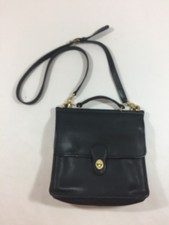 COACH #9927 Willis Black Leather Messenger Cross body Purse Handbag Vintage.