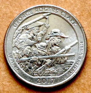 2017 D George Rogers Clark Indiana America the Beautiful quarter circulated - Picture 1 of 6