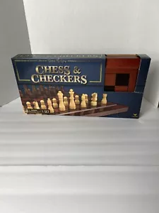 Game Gallery Chess and Checkers Wood Set Foldable Felt Bottoms - Picture 1 of 2