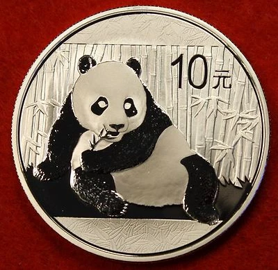 Moneda bullion de plata redonda Chinese Panda Design 2015 de 1 oz 0,999 %  Foto 1 de 2