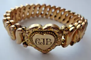 Antiguo Brazalete Expandible Iniciales Corazón Dulce Corazón Carmen Relleno de Oro - Imagen 1 de 5